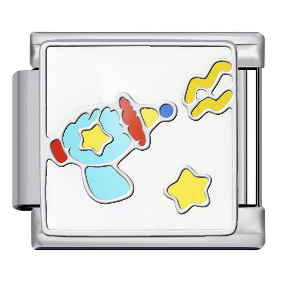 New Titanium Steel Welded Cartoon Italian Modular Bracelet Fashion DIY Stretch Bangle Splice Strap Chain