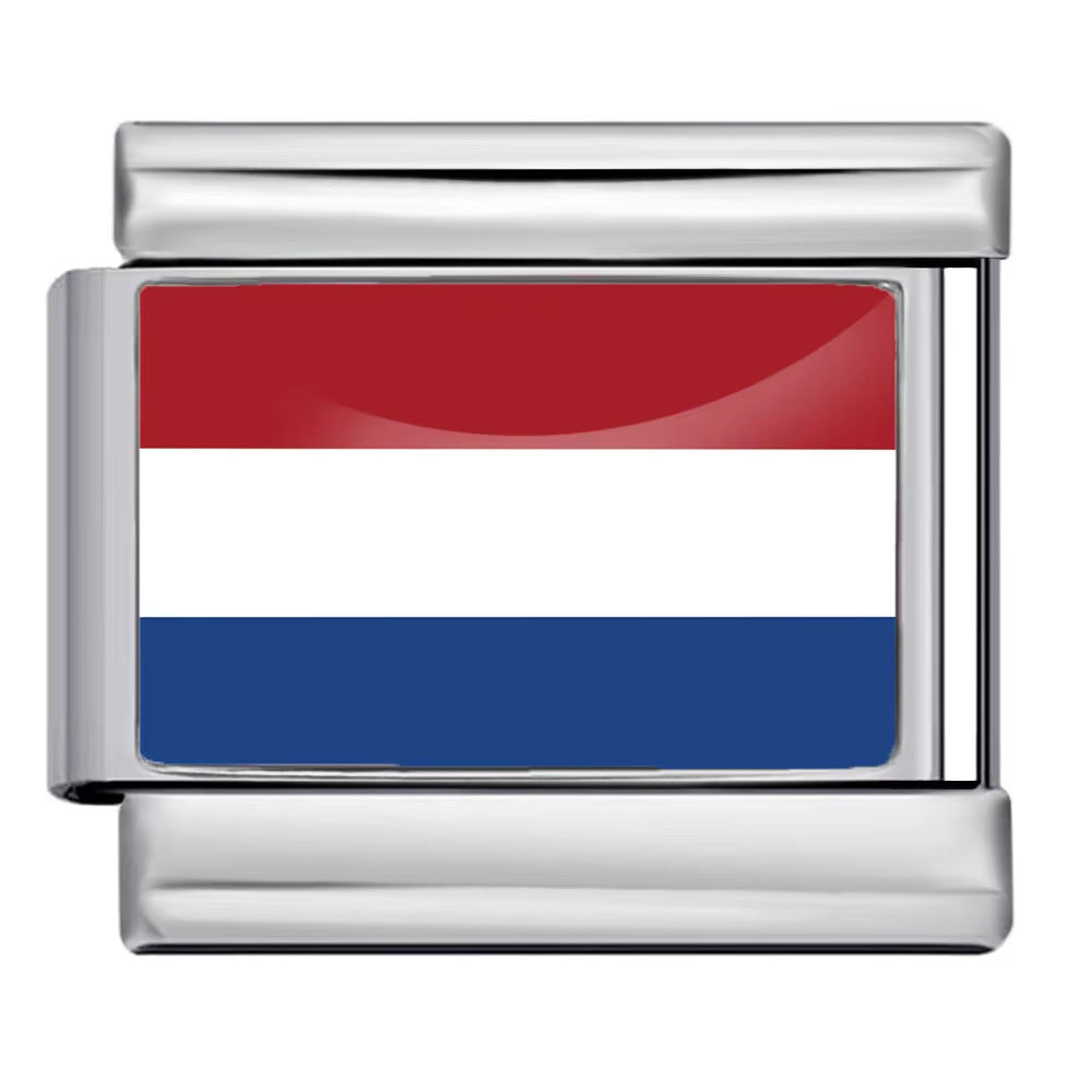 Hot Selling New World Flag Photo Dropper Series Titanium Steel DIY Italian Module Bracelet Accessories Wholesale