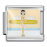 Sports Series DIY Stainless Steel Italian Module Bracelet Welding Pattern Personalized Elastic Splicing Bracelet