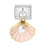Charm Pendant Italian Module Bracelet Single Shell Pearl Titanium Steel Strap Chain Italian Charms