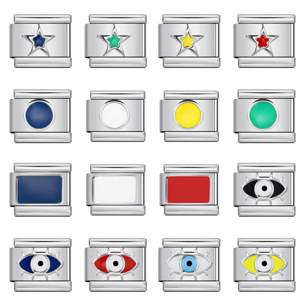 New Titanium Steel Pentagram Eye Italian Module Bracelet Stamped Pattern Drip Oil DIY Elastic Strap Chain