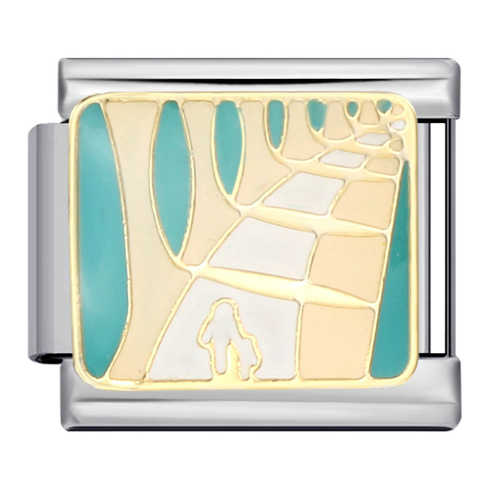 Fresh Illustration Series Italian Module Bracelet Titanium Steel Gold Plated Drip Oil DIY Welding Pattern Strap Chain