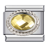 Italian Modular Birthstone Bracelet Stainless Steel Welded Colorful Zircon DIY Stretch Bangle Fashion Jewelry