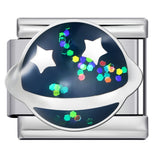 Space Planet Italy Module Bracelet Stainless Steel Welding Drip Oil Pattern DIY Elastic Personalized Bracelet