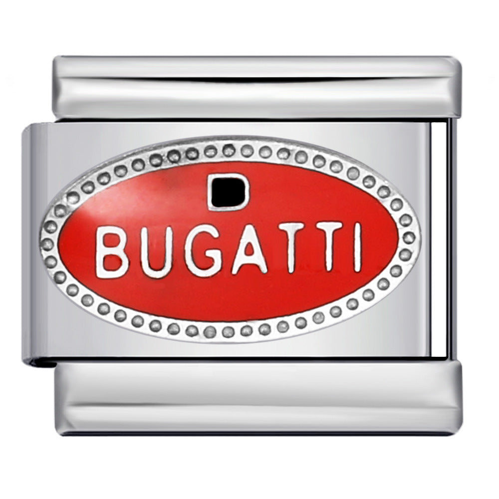 Logo Element Titanium Steel Welded Gold-plated Drip Oil Bracelet DIY Italian Module Bracelet Elastic Splicing Strap Chain