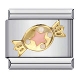 Fresh Titanium Steel Gold Plated Drip Oil Cartoon DIY Italian Module Bracelet Stainless Steel Welded Pattern Strap Chain