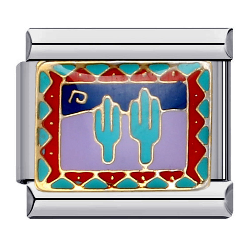 New Stainless Steel Welded Drip Oil Mysterious Purple DIY Italian Modular Bracelet Italian Charm