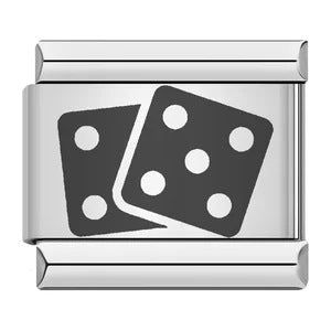 Laser Carving Chess and Card Game Italian Module Bracelet Stainless Steel DIY Splicing Elastic Bracelet