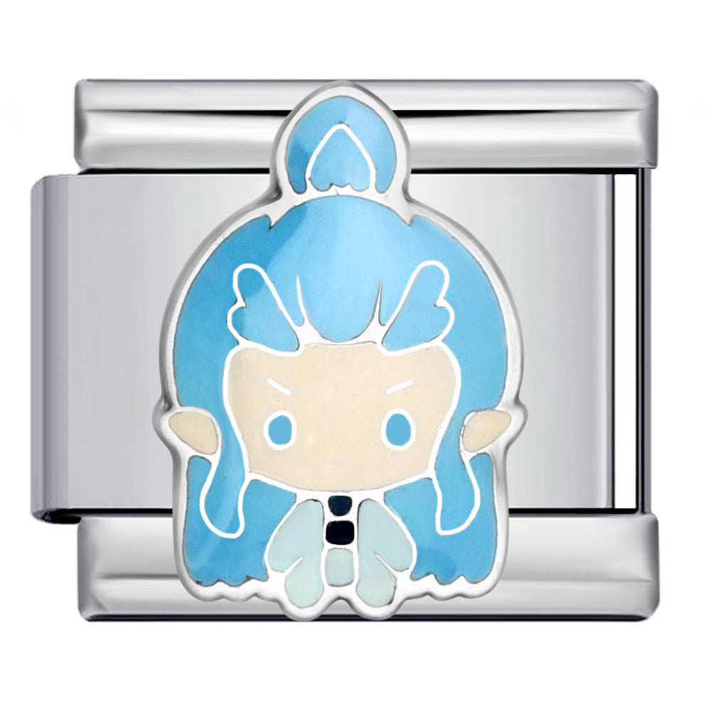 Cute Anime Cartoon Character Italian Module Bracelet Titanium Steel Welding Drip Oil DIY Elastic Splicing Bracelet