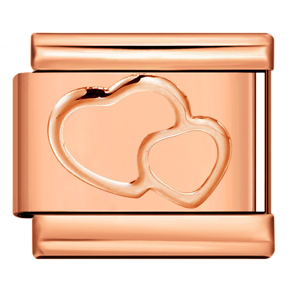 Rose Gold Titanium Steel Stamping Pattern DIY Italian Module Bracelet Italian Charm Bracelet