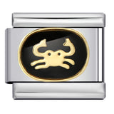 Italian Module Bracelet with Black Welding, Gold-plated Dripping Oil, Twelve Zodiac DIY Pattern, Stainless Steel Bracelet