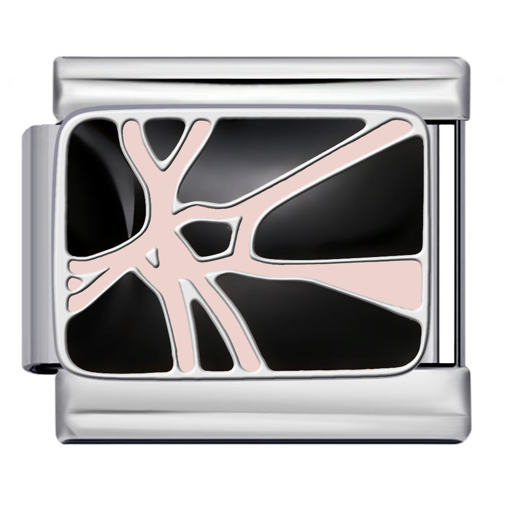 Pink Pattern Italian Module Bracelet Titanium Steel Welding Drip Oil Pattern DIY Bracelet Gift for Girls