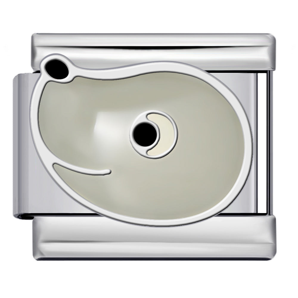 New Cartoon Animation Gold-plated Oil Drop DIY Italian Module Bracelet with Personalized Welding Pattern Stainless Steel Bracelet