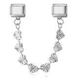 New Stainless Steel Heart-shaped Pendant Italian Module Bracelet with Double Hooks DIY Elastic Splicing Strap Chain