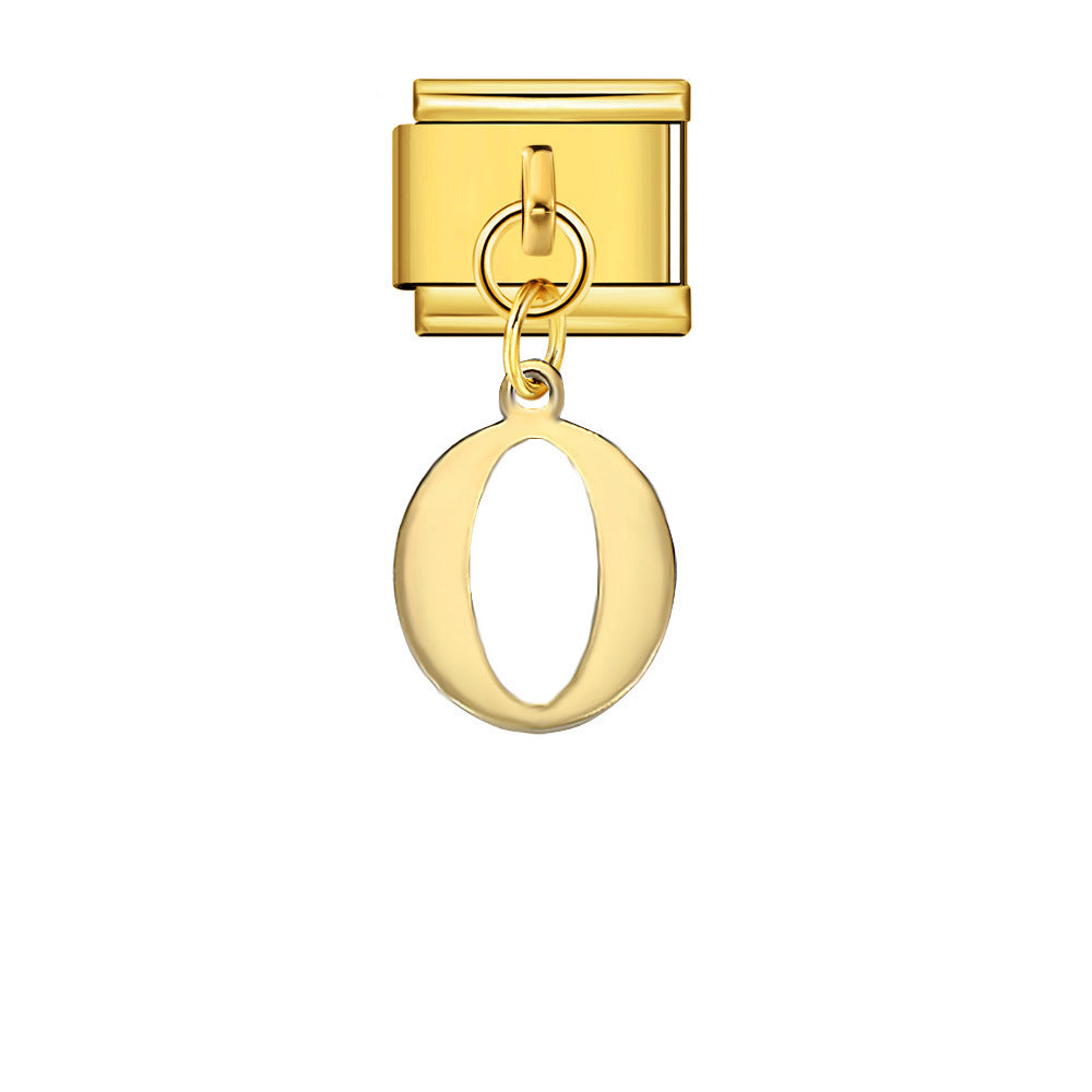 Gold Simplified Letter Italian Module Bracelet Stainless Steel Handmade Hook DIY Splicing Assembly Bracelet