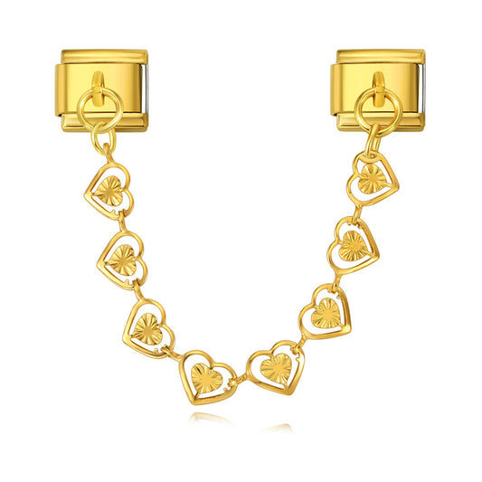 New Stainless Steel Heart-shaped Pendant Italian Module Bracelet with Double Hooks DIY Elastic Splicing Strap Chain
