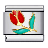 New Flower Series Titanium Steel Bracelet Welding Pattern Drip Oil DIY Italian Module Bracelet Strap Chain Wholesale