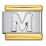 Fashion Gold Cover Silver Concave English Letter Bracelet Titanium Steel Non Dripping Oil DIY Italian Module Bracelet Wholesale