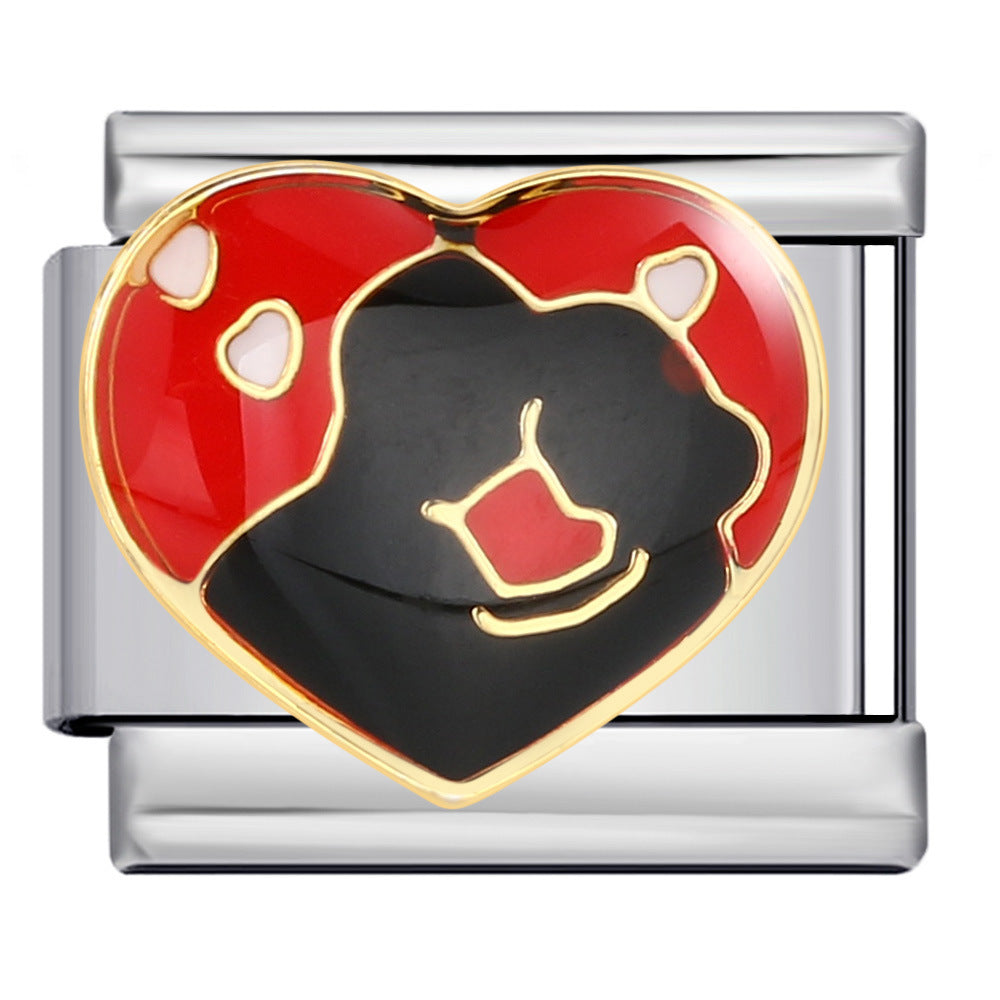 Romantic Valentine's Day Sweet Series Italian Module Bracelet Titanium Steel Welding Drip Oil Pattern DIY Bracelet