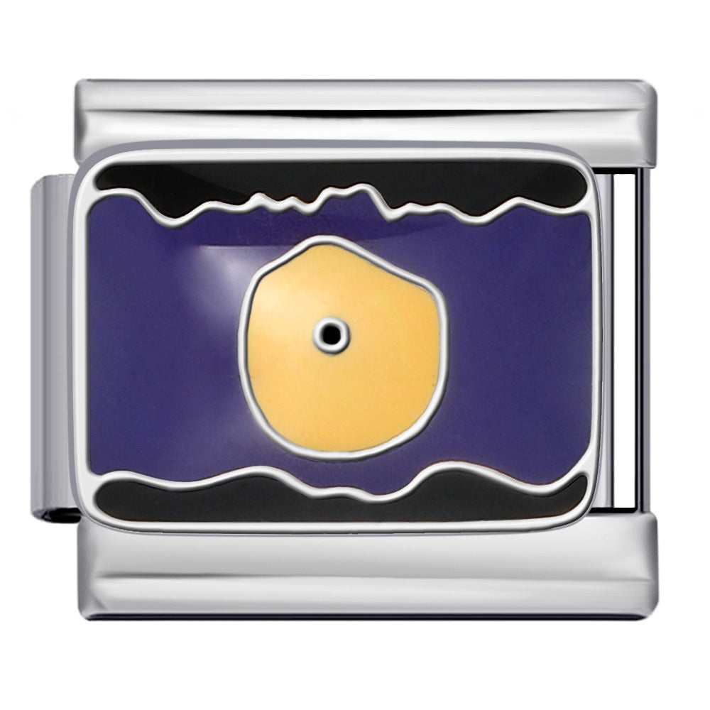 Personalized Pattern Italian Module Bracelet Stainless Steel Welding Drip Oil Cartoon DIY Elastic Splicing Bracelet