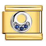 Italian Module Bracelet Gold Background Blue Diamond Letters DIY Stainless Steel Elastic Assembly Welded Strap Bracelet