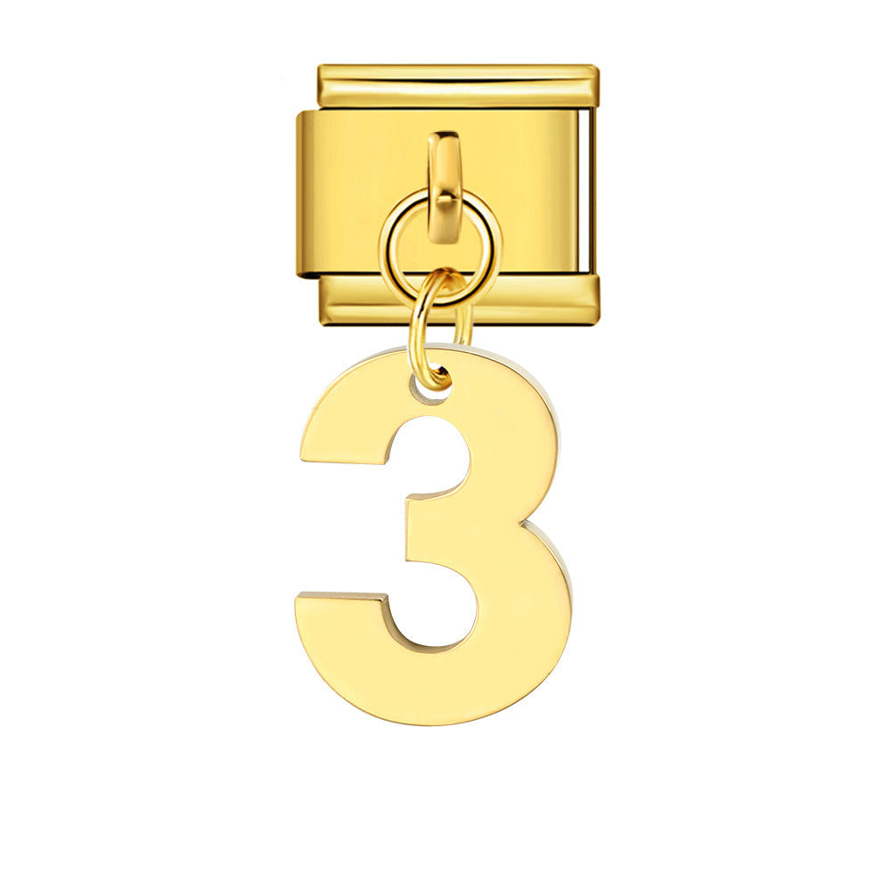 Single Digital Italian Module Bracelet Stainless Steel Hook Pendant DIY Elastic Bracelet Accessory