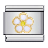 Stainless Steel Italian Module Bracelet with Gold Plated Stamping Pattern, Drip Oil DIY Elastic Personalized Strap Chain