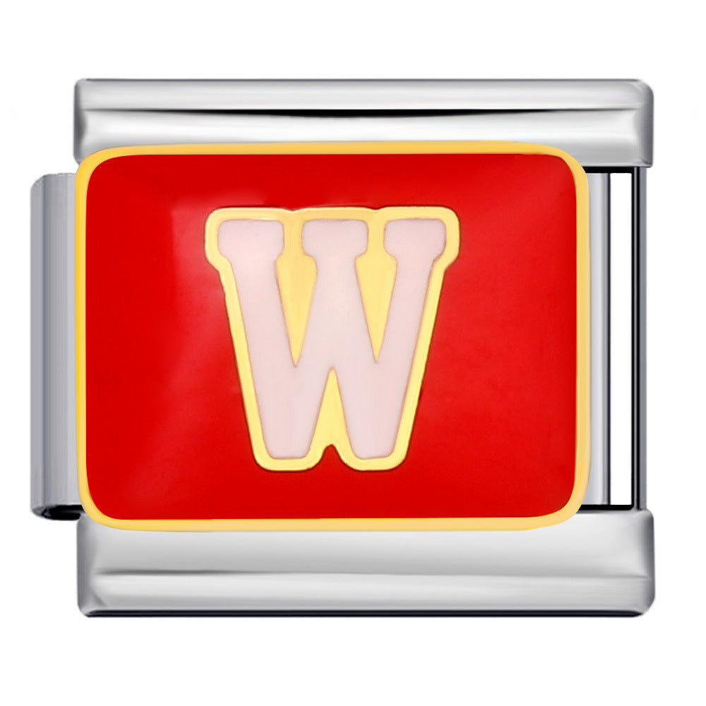 New Color Drip Oil Letter Italian Module Bracelet Titanium Steel Welding DIY Elastic Splicing Fashion Bracelet