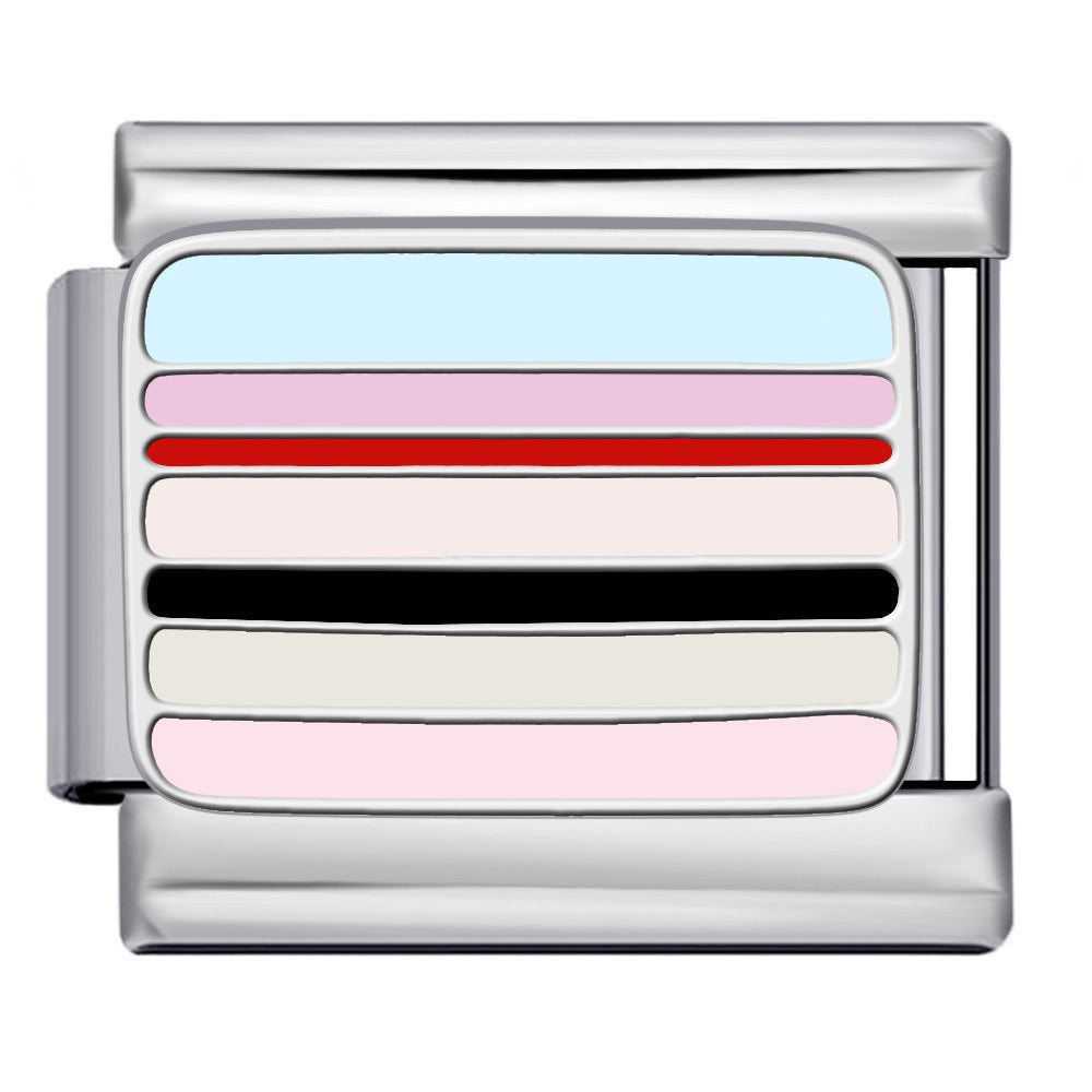 European and American Popular Fashion DIY Elastic Strap Chain Titanium Steel Welded Drip Oil Pattern Italian Module Bracelet