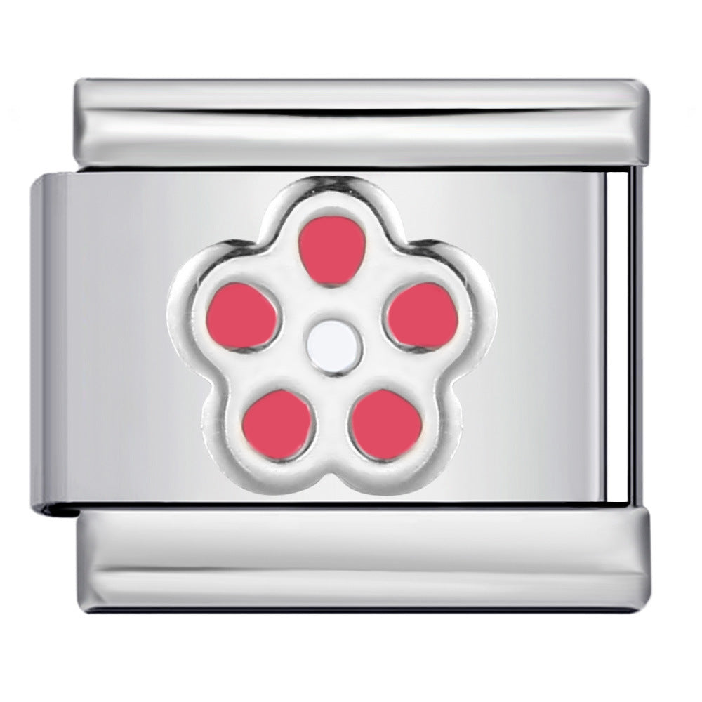 New Petal Stamping Series DIY Italian Module Bracelet Titanium Steel Gold Plated Drip Oil Splicing Strap Chain