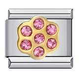 New Diamond Inlaid Titanium Steel Welding Drip Oil DIY Italian Module Bracelet Italian Charm Bracelet