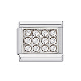 Diamond Studded Square Stainless Steel DIY Italian Module Bracelet Italian Charm Bracelet