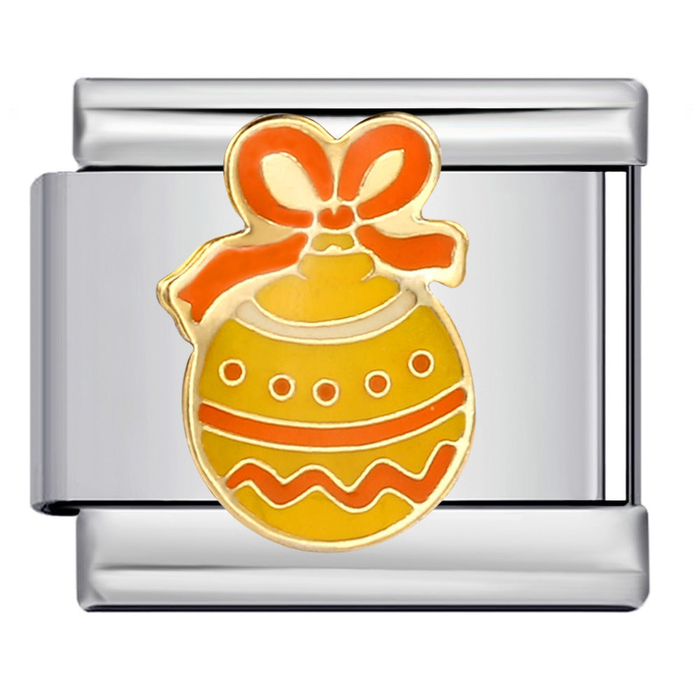 Christmas Series DIY Elastic Bracelet Stainless Steel Welding Drip Oil Italian Module Bracelet New Year's Gift