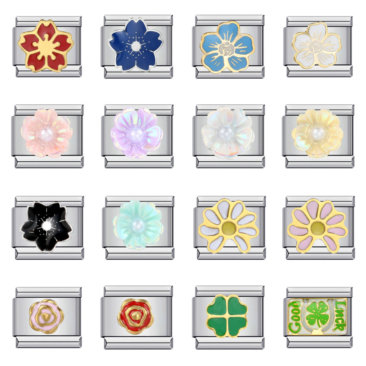 Italian Module Bracelet From The Vivid World Collection Titanium Steel Welded Drip-Oil Cuff, DIY Elastic Splice Watch Band Chain