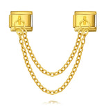 New Trendy Gold and Silver Double Chain Module Bracelet with Titanium Steel Splicing Bracelet DIY Jewelry Accessories