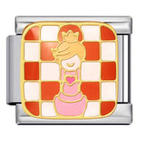 Cross Border Hot Selling Chess Italian Module Bracelet Titanium Steel Welding Gold Plating Drip Oil DIY Splicing Bracelet