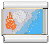 Blue Ocean Element Italian Module Bracelet - Stainless Steel Welded Pattern DIY Stretchable Fashion Bracelet