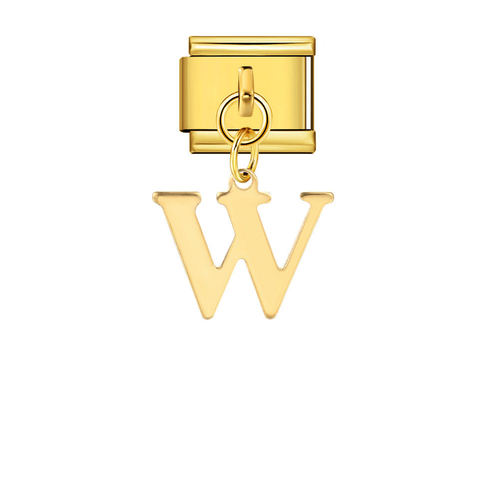 Gold Simplified Letter Italian Module Bracelet Stainless Steel Handmade Hook DIY Splicing Assembly Bracelet