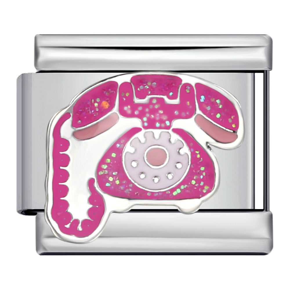 Romantic Pink Italian Modular Bracelet Titanium Steel Welding DIY Charm Bracelet Fairy Gift for Girls