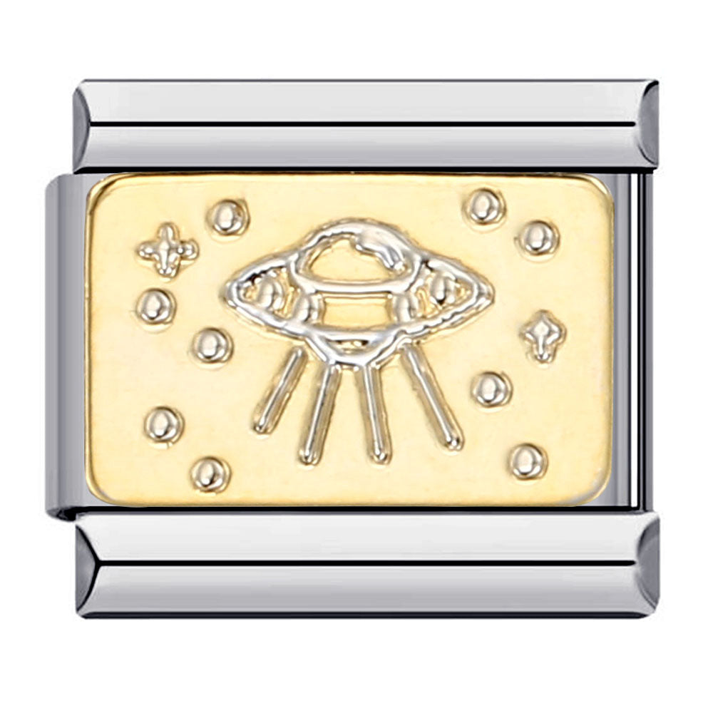 New Titanium Steel Gold Plated Welding Drip Oil DIY Italian Module Bracelet Italian Charm Bracelet