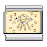 New Titanium Steel Gold Plated Welding Drip Oil DIY Italian Module Bracelet Italian Charm Bracelet