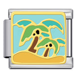 New River, Mountain, Seaside Scenery Italian Module Bracelet with Gold Plating and Oil Dripping DIY Welding Stainless Steel Bracelet