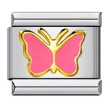 Titanium Steel Love Butterfly Stamping Pattern Color Drip Oil DIY Italian Module Bracelet Italian Charm Reference Knowledge 70/1000 T