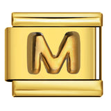 Golden Convex Letter Series Italian Module Bracelet Titanium Steel Stamping DIY Elastic Splicing Bracelet Accessories