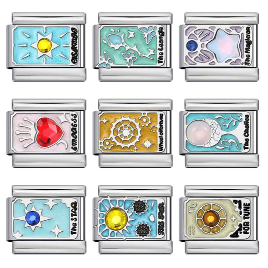 Tarot Series Italian Modular Bracelet DIY Welding Drip Oil Stretch Stainless Steel Chain