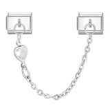 Double Hook Italian Modular Bracelet with Heart Pendant Chain Link Titanium Steel DIY Jewelry