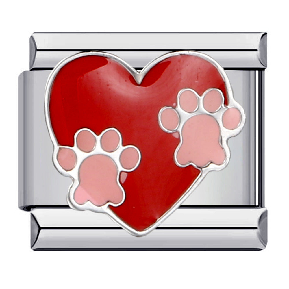 New Hook-style Colorful Drip Oil Claw Series Titanium Steel Italian Module Bracelet, DIY Elastic Splice Bracelet