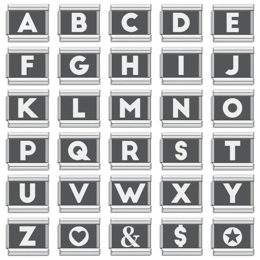 Laser Engraved 26 English Letters Italian Module Bracelet Stainless Steel Bracelet Italian Bracelet