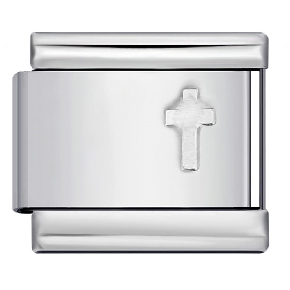 Gold and Silver Stamping Pattern Italian Module Bracelet Titanium Steel Drip Oil DIY Splicing Bracelet Wholesale