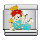 New Stainless Steel Drip Oil Cartoon DIY Italian Module Bracelet with Personalized Welding Pattern and Elastic Splicing Bracelet